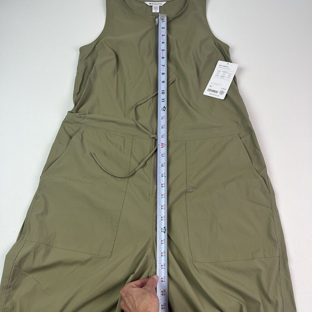 Athleta Flex Jumpsuit size M Olive Zip Up Utility Athleisure Travel Sport Romper - Picture 10 of 14